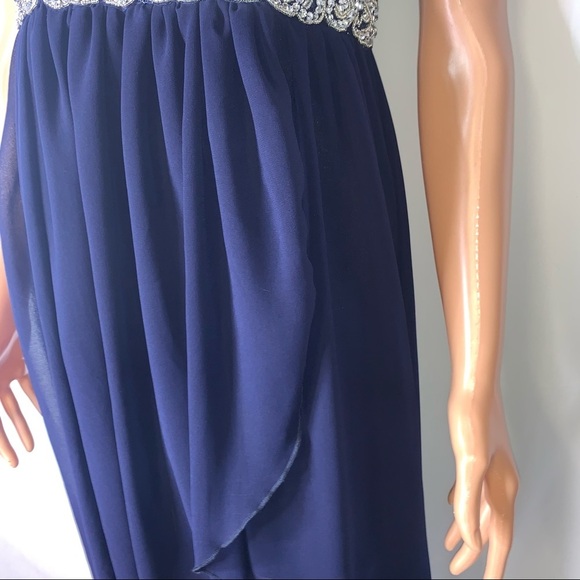 City Studio Junior 5 -homecoming Formal Prom dress Navy Blue/silver accent bling - Picture 7 of 10